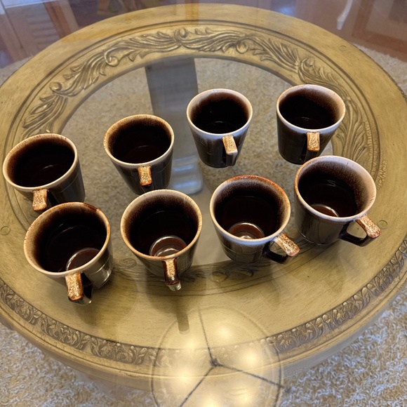 Pfaltzgraff Gourmet Brown Drip Glaze Coffee Cups/Mugs 3 3/8" Tall Set of 8 - Picture 1 of 7